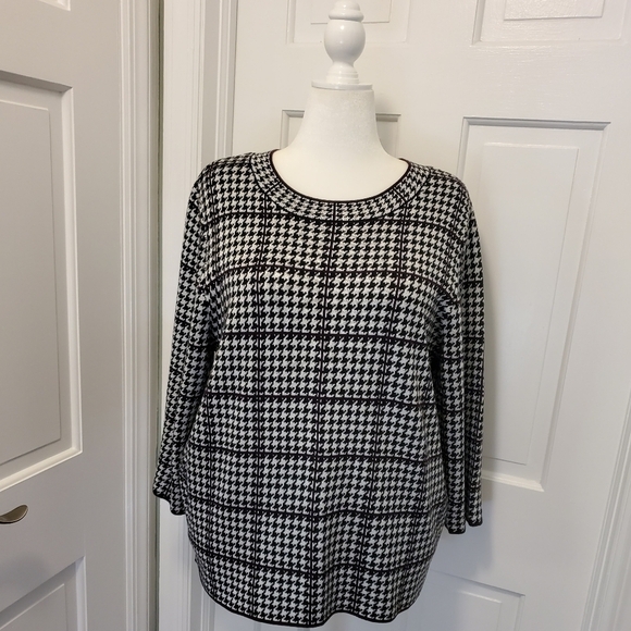 Calvin Klein Black Houndstooth Pullover Sweater Sz XL, Classic, Business Casual - Picture 1 of 9